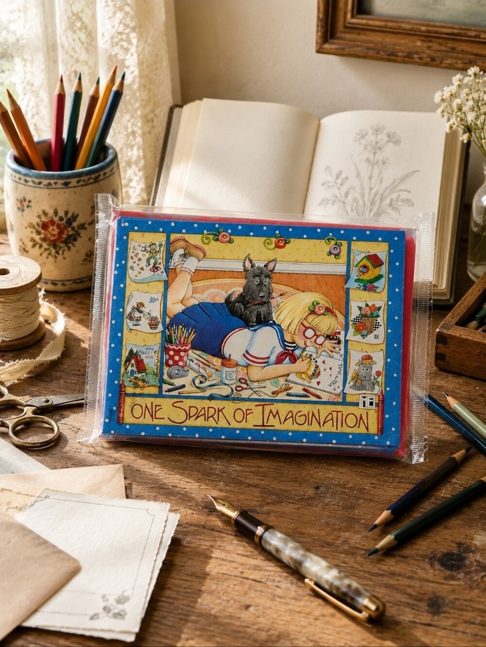 Mary Engelbreit One Spark of Imagination Notecards 8 Cards Envelopes Sealed
